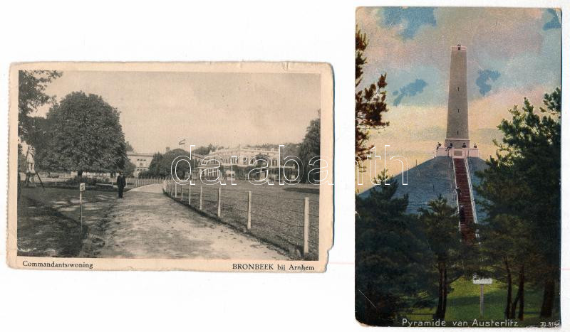 2 db RÉGI képeslap vegyes minőségben / 2 pre-1945 postcards in mixed quality: Bronbeek, Austerlitz