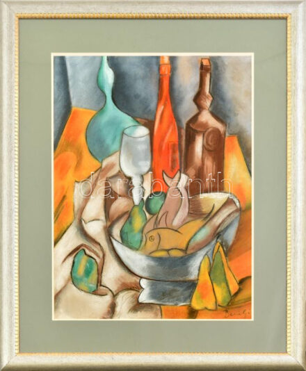 Olvashatatlan jelzéssel: Csendélet. Pasztell, papír, üvegezett keretben. 43x32 cm