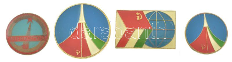 ~1980. 'Interkozmosz' 4xklf műgyantás fém jelvény T:1-,2