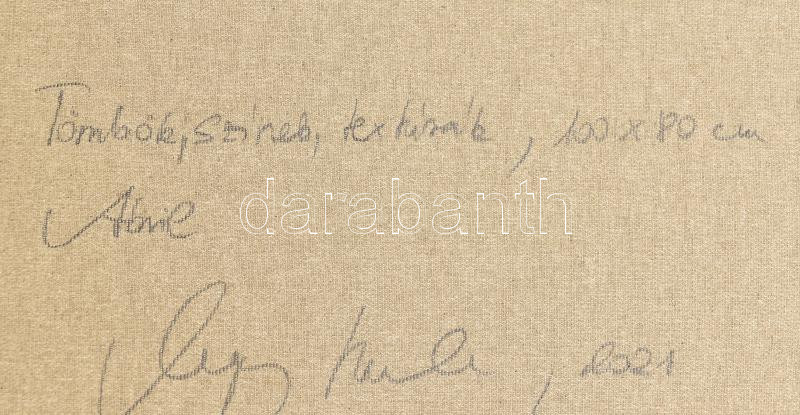 Nagy Imola (1976-): Tömbök, színek, textúrák. Akril, vászon, jelzett, hátoldalán autográf felirattal, 80x100 cm - Image 3