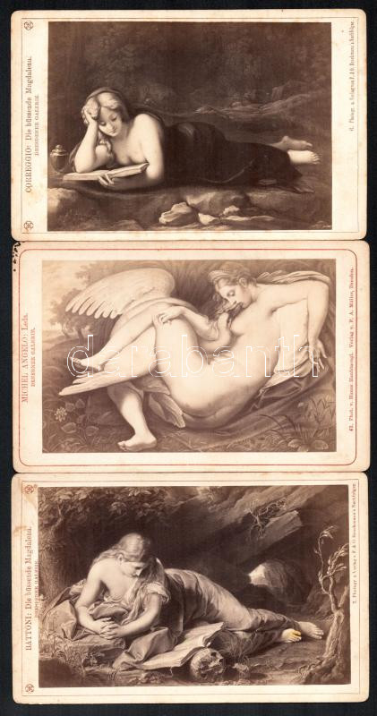 cca 1890 11 db kabinetfotó festményekről, szobrokról 11x17 cm