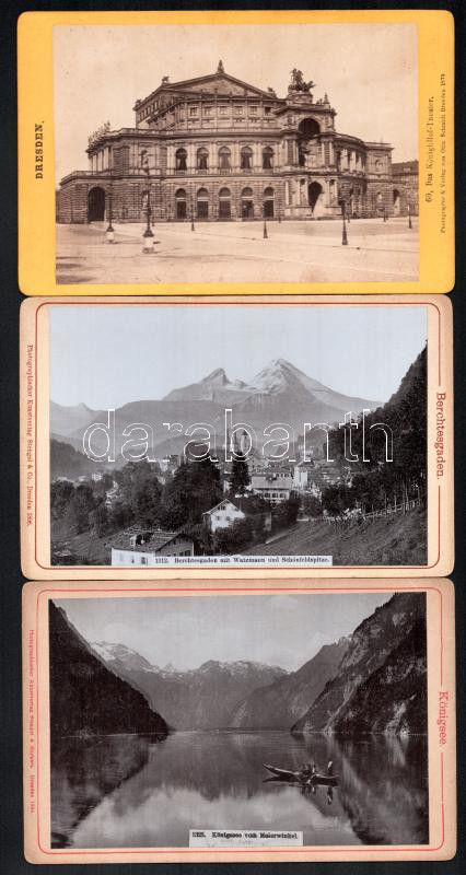 cca 1890 9 db Német városképes kabinetfotó 11x17 cm / 9 vintage Germany photos Heilbrunn, Reichenhall, Dresden - Image 2