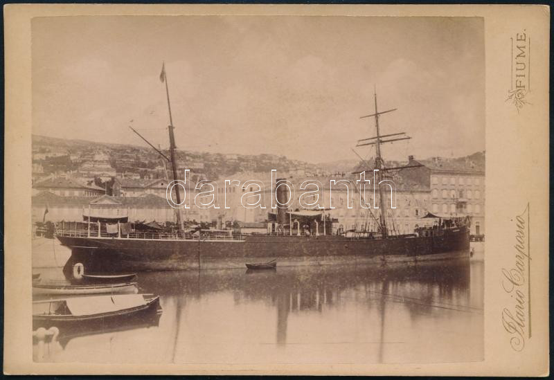 cca 1890 Fiume kikötő Carposio műterméből kabinetfotó 11x17 cm