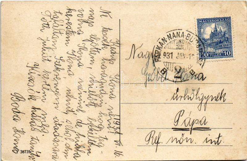 1931 Verőce, Nógrádverőce; Duna + 'PARKAN-NANA-BUDAPEST 2.' vasúti mozgóposta - Image 2