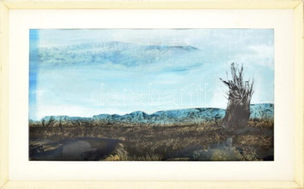 Káplár Ferenc (1937-2020): Táj. Olaj, papír. Fakeretben. 41,5×77,5 cm