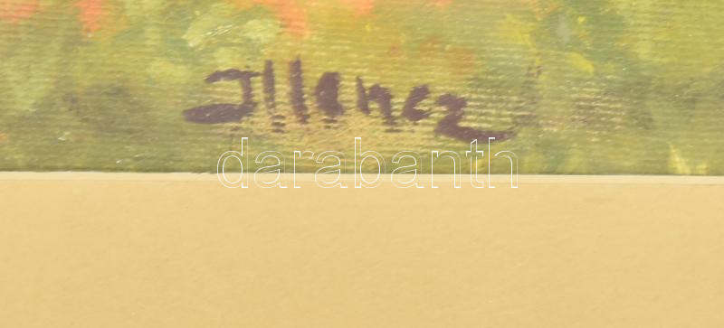 Illencz jelzéssel: Aratók. Olaj, vászon. Üvegezett fakeretben. 50×73 cm - Image 2