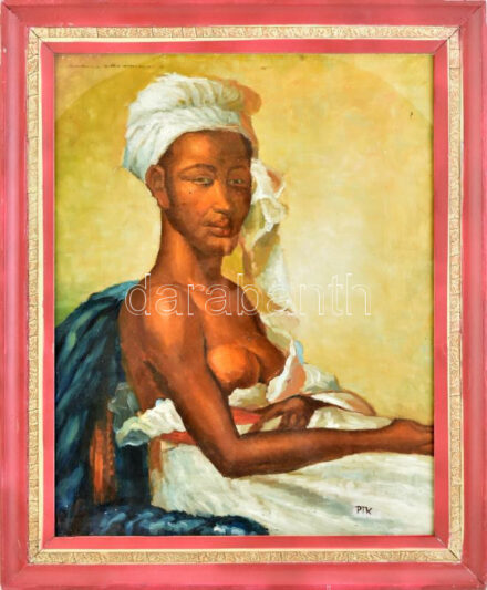 PTK jelzéssel: Női félakt. Olaj, vászon. Üvegezett fakeretben. 62×49 cm