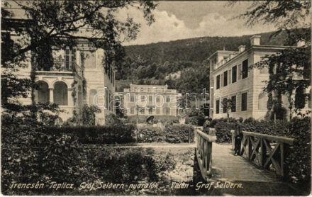 1907 Trencsénteplic, Trencianske Teplice; Villen Graf Seldern / Gróf Seldern nyaralók. Wertheim Zsigmond kiadása / spa, villas (EK)