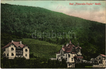 Trencsénteplic, Trencianske Teplice; Baross és Göpfert nyaralók. Ondreicska Fábián kiadása / spa, villas (EK)