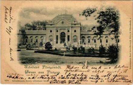 1903 Pöstyén, Pistyan, Piestany; Ferenc József fürdő. Schwidernoch Károly műintézete kiadása / Franz Josef-Bad / spa, bathhouse