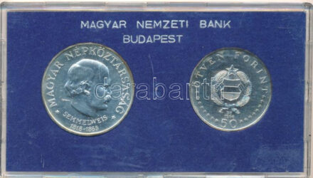 1968. 50Ft Ag + 100Ft Ag 'Semmelweis' eredeti tokban T:1- (BU) patina Adamo EM27; EM28