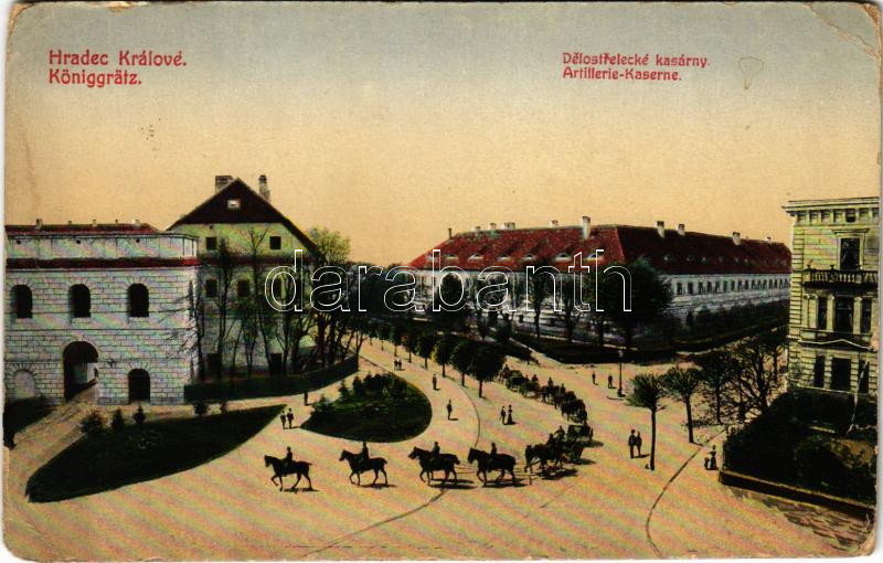 1917 Hradec Králové, Königgrätz; Delostrelecké kasárny / Artillerie Kaserne / military barracks + 'K.u.k. Permanenter Krankenzug N. 54. (tears)