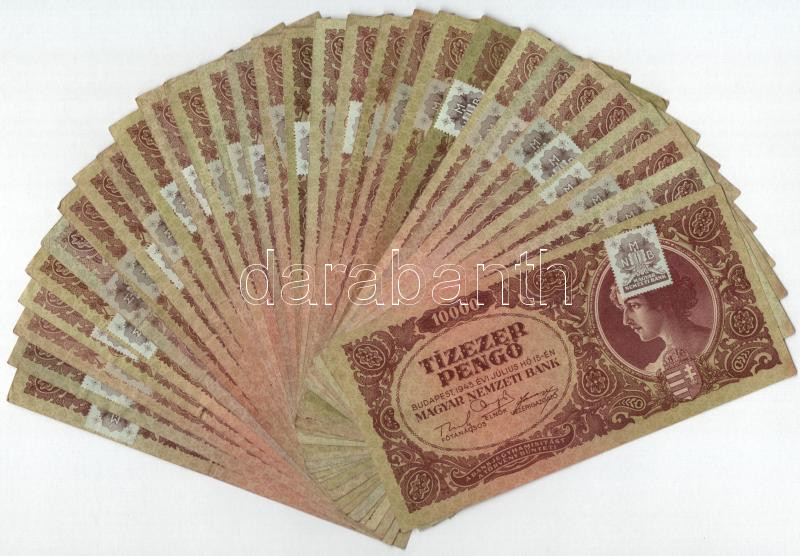 1945. 10.000P 'MNB' bélyeggel (30x) T:III közte szép papír, kis folt, szakadás Adamo P23e