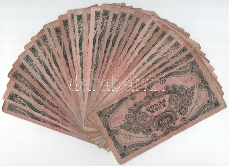 1945. 1000P 'MNB' bélyeggel (30x) T:III,III- közte folt, szakadás, kis anyaghiány Adamo P22e - Image 2