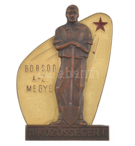 DN 'Borsod-Abaúj-Zemplén Megye - A Közösségért' műgyantás egyoldalas bronz plakett (52x77mm) T:1-