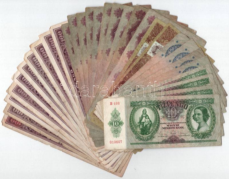1930-1945. 30db-os vegyes inflációs pengő tétel T:III,III- közte folt, szakadás