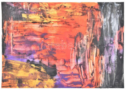 Zólyomi Katalin (?-): Vörös kép. Akril, papír, jelezve jobbra lent, 40x28 cm