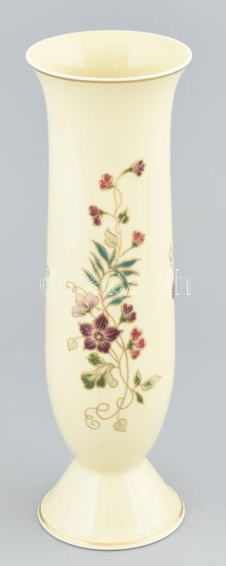 Zsolnay virágmintás porcelán váza, kézzel festett, jelzett, hibátlan, m: 27 cm - Image 2