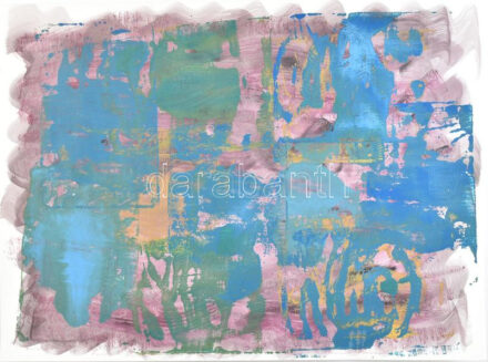 Zólyomi Katalin (?-): Gesztusok. Vegyes technika, papír, jelzett a hátoldalán, 29,5x42 cm