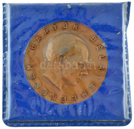 DN 'Bartók Béla emlékérem' egyoldalas bronz emlékérem (60mm) tokjában, német nyelvű leírással T:1-