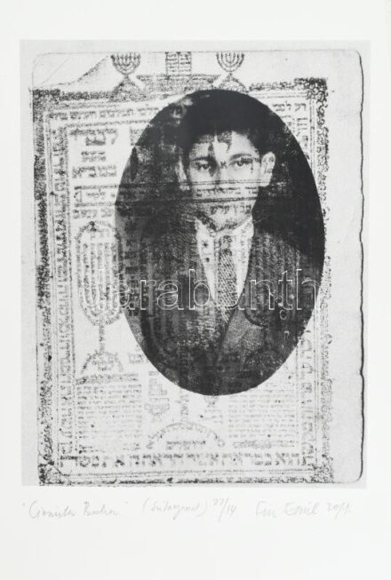 Für Emil (1967-): Cionista Bocher (?), 2011. Szitanyomat, papír, jelzett, számozott (22/14), művész szárazbélyegzőjével, lapszéli elszínezésőddel. 33×26 cm