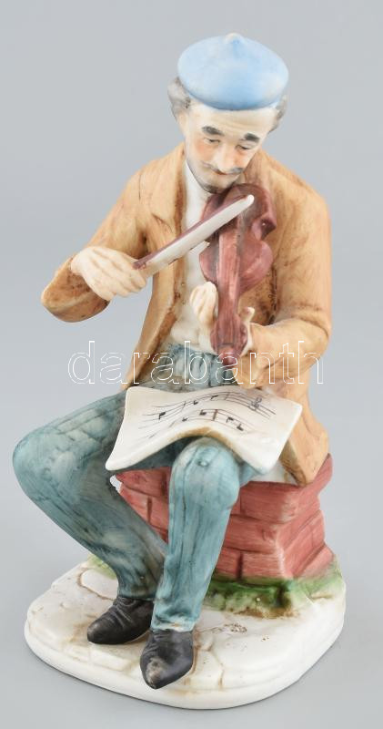 Jelzés nélkül: hegedűs. Biszkvit porcelán, hibátlan. 20 cm