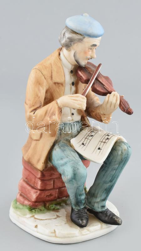 Jelzés nélkül: hegedűs. Biszkvit porcelán, hibátlan. 20 cm - Image 2
