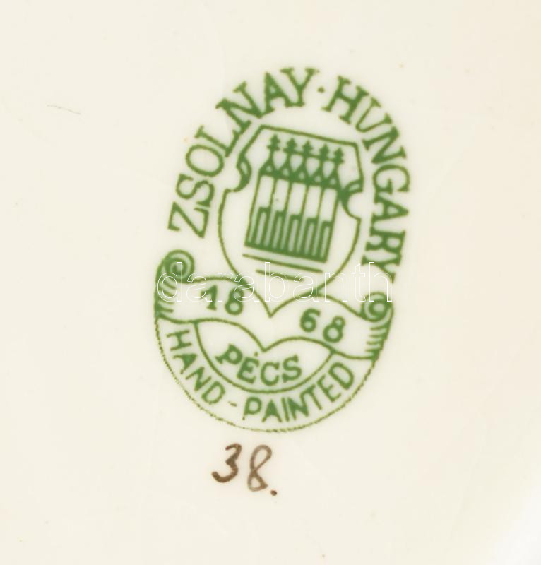 3 db Zsolnay porcelán tálka, klf mintával. Kézzel festett, jelzett, hibátlan. 6 cm, 7 cm, 11 cm - Image 2