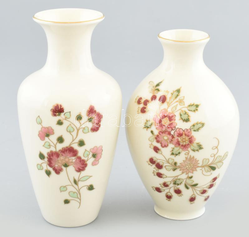 2 db Zsolnay porcelán váza. Kézzel festett, jelzett, hibátlan. 15 cm, 17 cm - Image 2