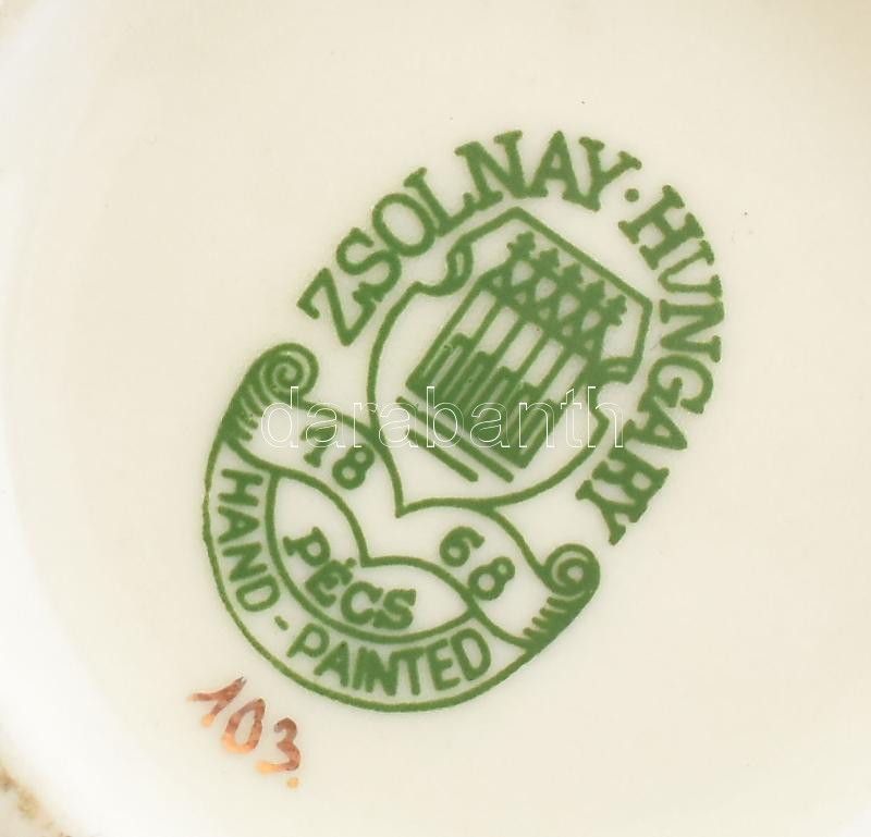 2 db Zsolnay porcelán váza. Kézzel festett, jelzett, hibátlan. 15 cm, 17 cm - Image 3