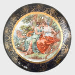 Alt-Wien porcelán bonbonniere jelzett (1835) kézzel festett. kopott. d: 12 cm