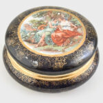 Alt-Wien porcelán bonbonniere jelzett (1835) kézzel festett. kopott. d: 12 cm - Image 2