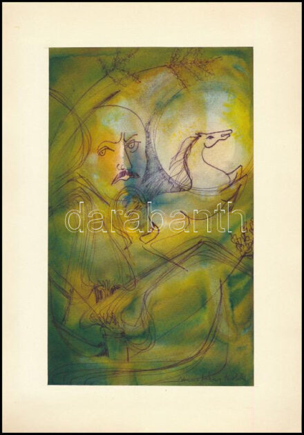 Macskássy Izolda (1945-2021): Ló. Vegyes technika, papír, jelzett. Paszpartuban. 23x14 cm
