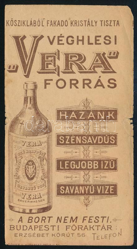 Véghlesi 'Vera' forrás számolócédula