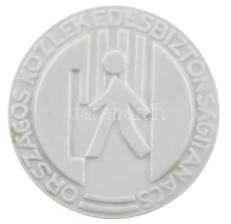 DN 'Országos Közlekedésbiztonsági Tanács' porcelán egyoldalas emlékérem (98mm) T:1