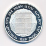 1995-1996. 'Babits Kiadó / Boldog új évet' kétoldalas, jelzett Ag naptárérem kapszulában (31,40g/0,925/42,5mm) T:PP pár kis karc