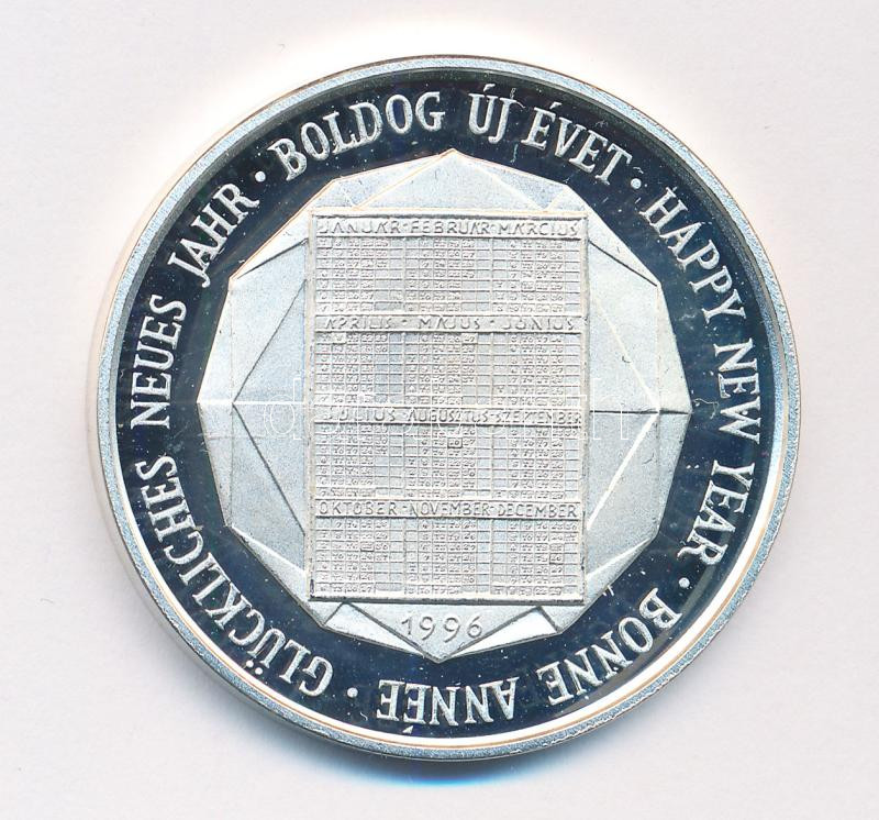 1995-1996. 'Babits Kiadó / Boldog új évet' kétoldalas, jelzett Ag naptárérem kapszulában (31,40g/0,925/42,5mm) T:PP pár kis karc