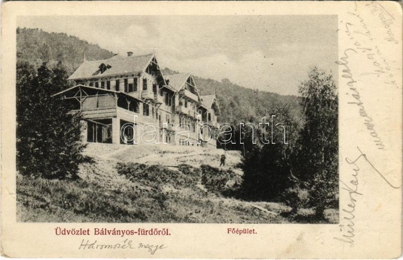 Bálványosfürdő, Baile Balvanyos (Torja, Turia); Főépület. Divald Károly Fia kiadása / spa, bathhouse (EK)