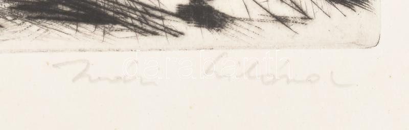 Iván Szilárd (1912-1988): Utca. Rézkarc, papír, jelzett, kartonra kasírozva, lap széle kissé foltos, 20×29 cm - Image 2