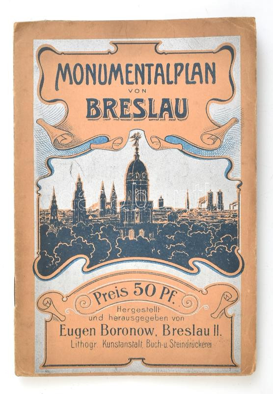 cca 1900 Breslau várostérkép utcajegyzékkel, borítóval 70x55 cm - Image 2