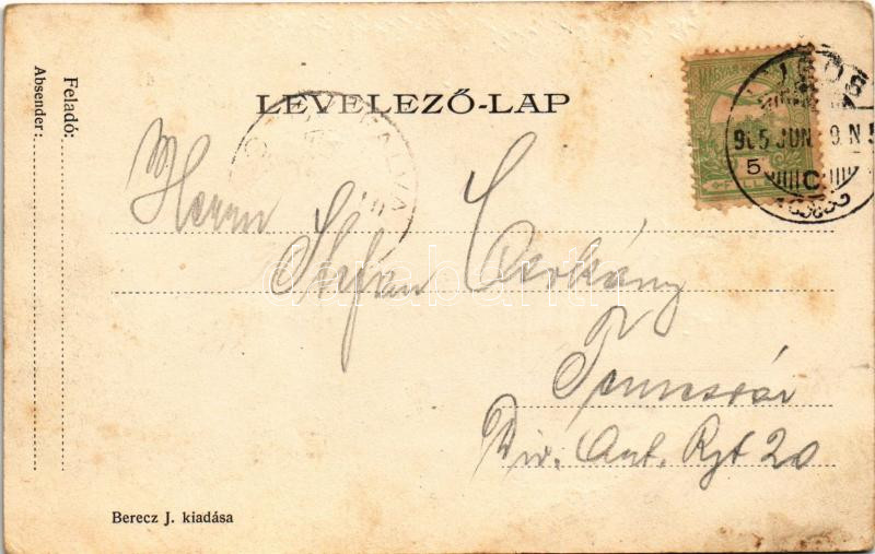 1905 Lugos, Lugoj; Pályaudvar, vasútállomás. Berecz J. kiadása / railway station (fa) - Image 2