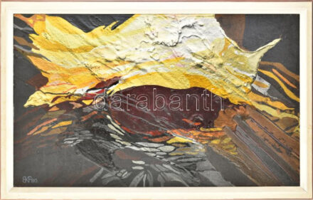 Kovács Péter Balázs (1955-): Plasztikus táj, 1980. Olaj, farost, jelezve balra lent, hátoldalán autográf felirattal. Fakeretben. 62x100 cm