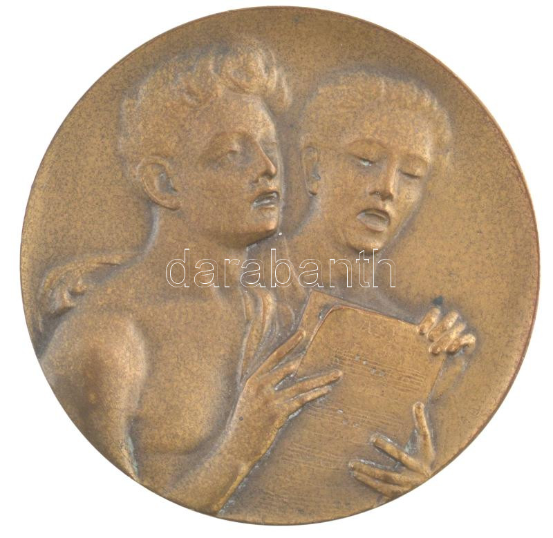1927. 'Énekkar - A munka elismeréséül 1927. VIII. 15 EMTE' kétoldalas bronz emlékérem (50mm) T:1-