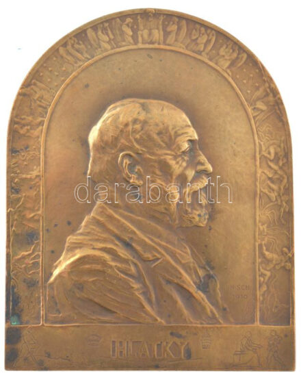 Ausztria 1910. 'Eduard Hlatky' egyoldalas bronz plakett Szign.:Heinrich Karl Scholz (75x58mm) T:1- patina Austria 1910. 'Eduard Hlatky' one-sided bronze plaque Sign.:Heinrich Karl Scholz (75x58mm) C:AU patina