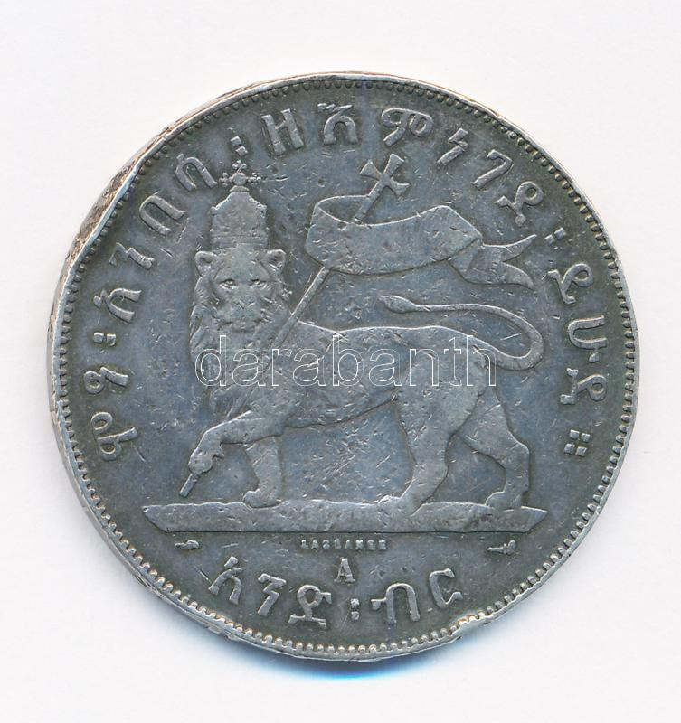 Etiópia 1897. 1B Ag 'II. Menelik' T:3 patina, ph, karc Ethiopia 1897. 1 Birr Ag 'Menelik II' C:F patina, edge error, scratch Krause KM#5 - Image 2