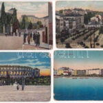 Pola, Pula; - 4 db régi képeslap 'K.u.k. Festungsfeldbahn 3. Kompagnie' bélyegzéssel / 4 pre-1945 postcards