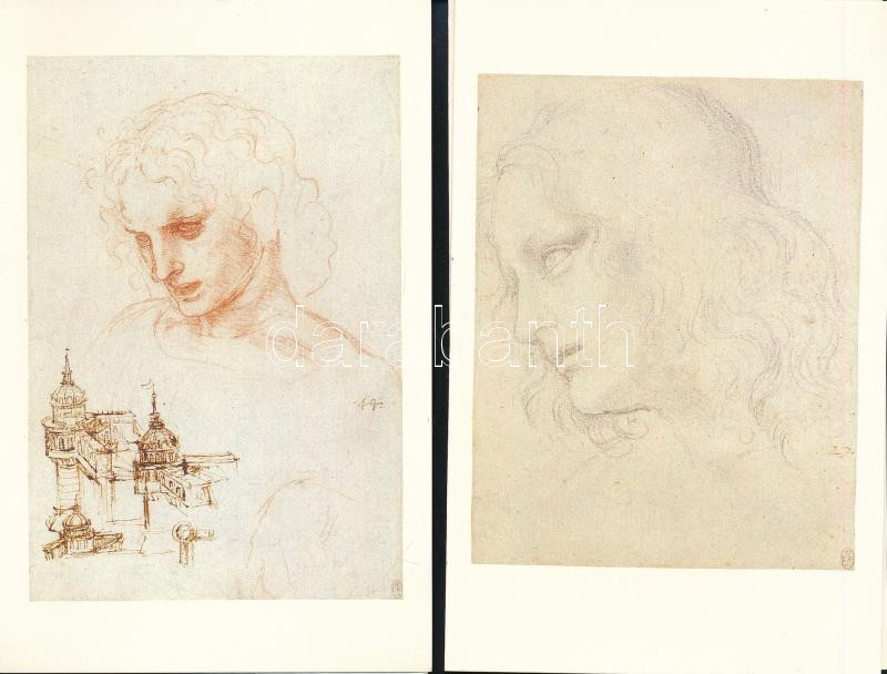 Leonardo da Vinci rajzai, 7 db reprodukció nyomat, 14x9 cm méretben, kiadói papírmappában - Image 2