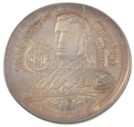 Lebó Ferenc (1960-) 1992. 'Wekerle Sándor - Szent István csatahajó' egyoldalas, szabálytalan alakú Ag emlékérem (36,42g/0,925/~47mm) T:1- halvány patina