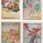 8 db régi magyar humoros képeslap Kaszás Jámbor grafikáival / 8 pre-1945 Hungarian humorous postcards