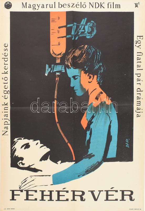1960 Fehér vér, filmplakát, hajtott, 56,5x39 cm
